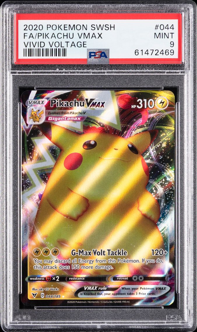 2020 #044 Full Art/Pikachu Vmax PSA 9 Sword & Shield Vivid Voltage Pokemon