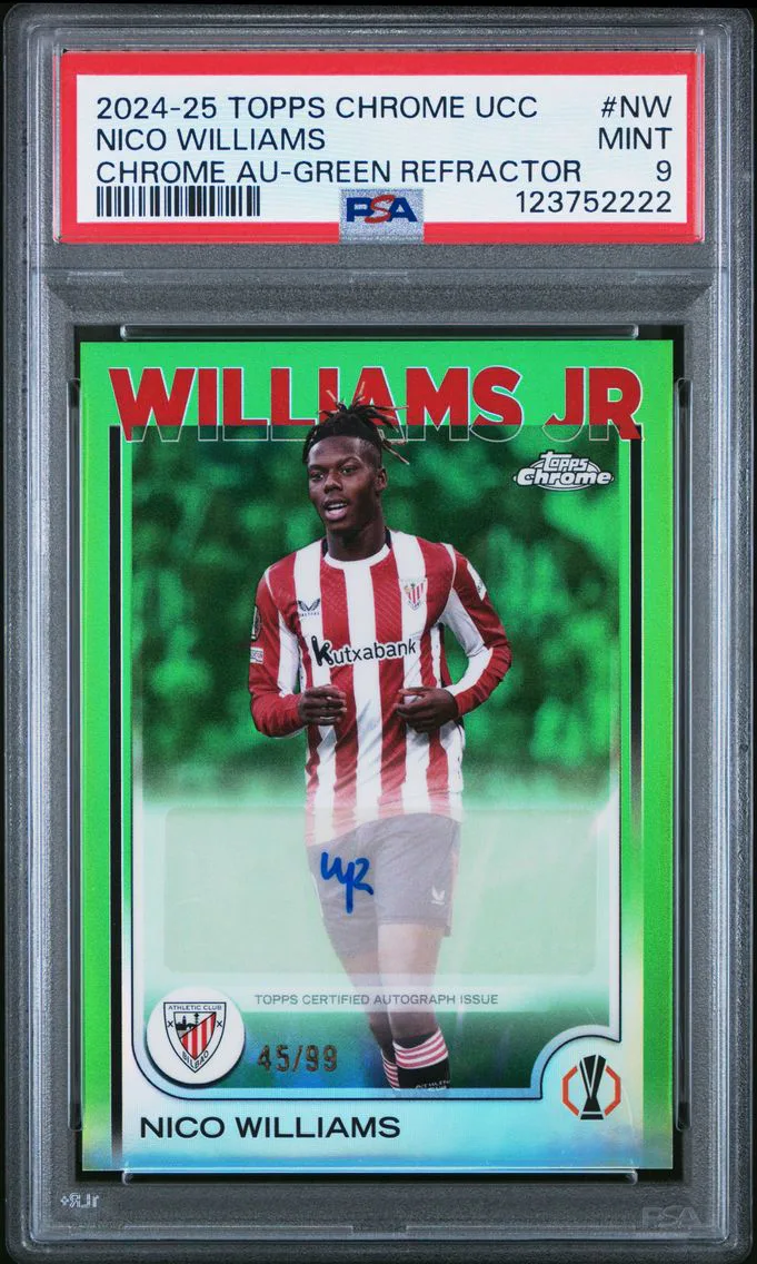 2024 #NW Nico Williams PSA 9 Topps Chrome UEFA Club Competitions Chrome Autographs