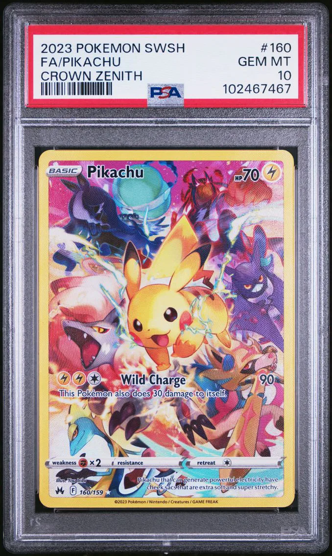 2023 #160 Full Art/Pikachu PSA 10 Sword and Shield Crown Zenith Pokemon