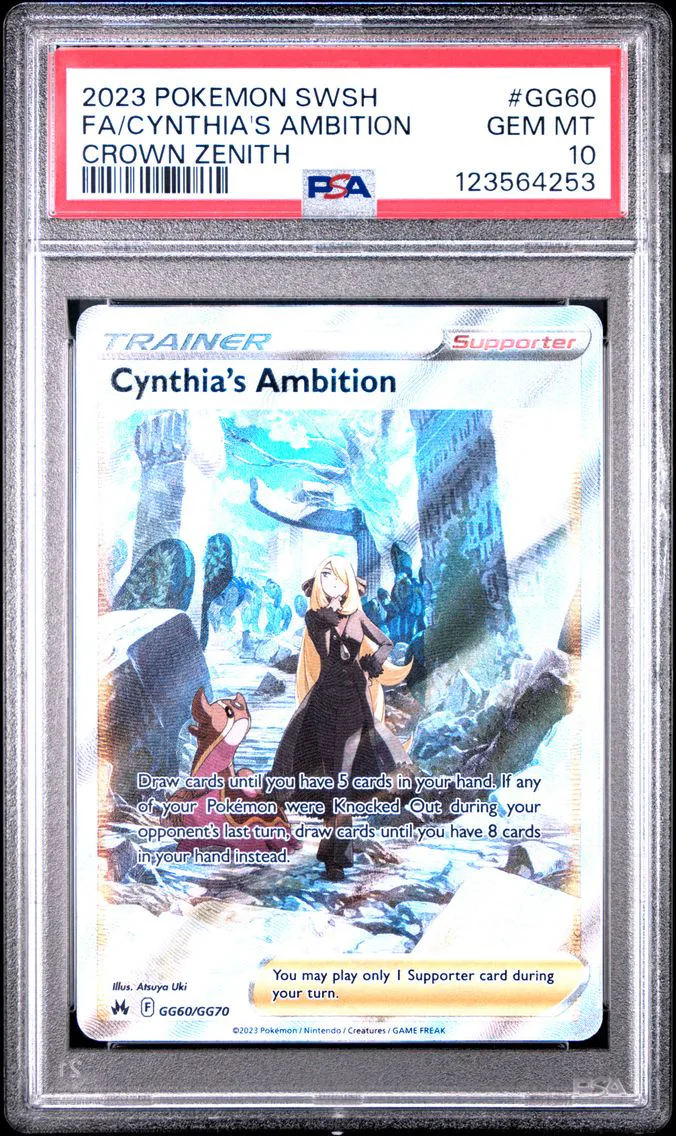 2023 #GG60 Full Art/Cynthia's Ambition PSA 10 Sword and Shield Crown Zenith Pokemon