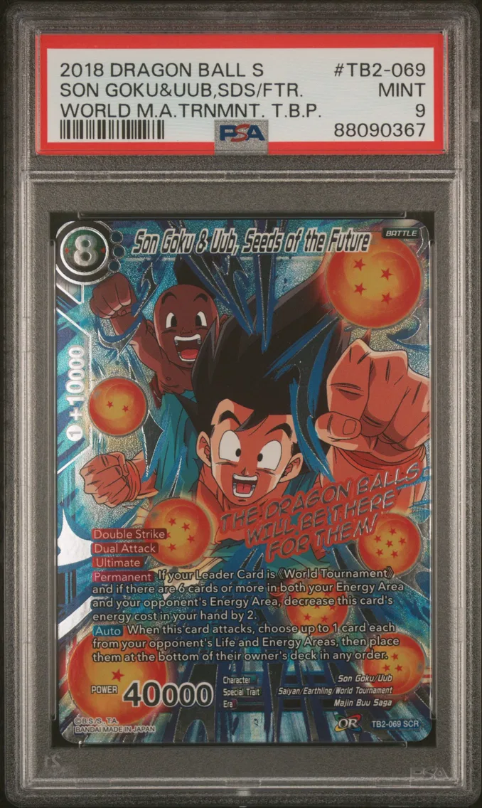 2018 #TB2-069 Son Goku & Uub, Seeds of the Future PSA 9 Dragon Ball Super Card Game World Martial Arts Tournament Themed Booster Pack
