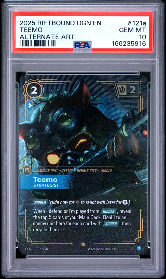 2025 #121a Teemo - Strategist PSA 10 Riftbound: League of Legends Ogn-Origins