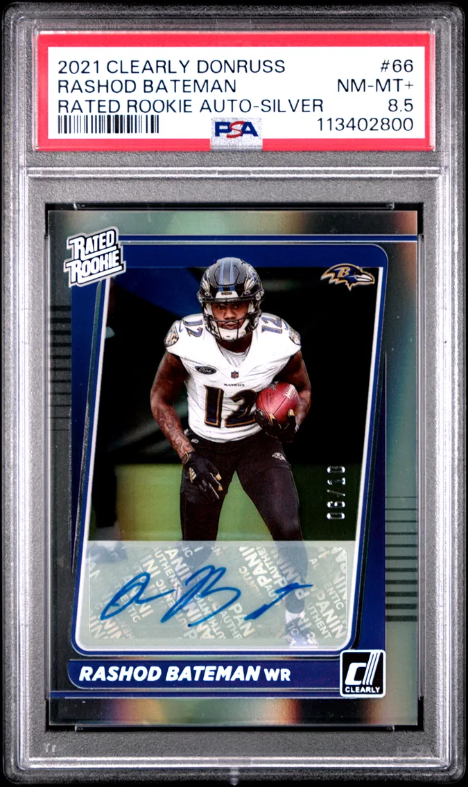 2021 #66 Rashod Bateman PSA 8.5 Panini Clearly Donruss
