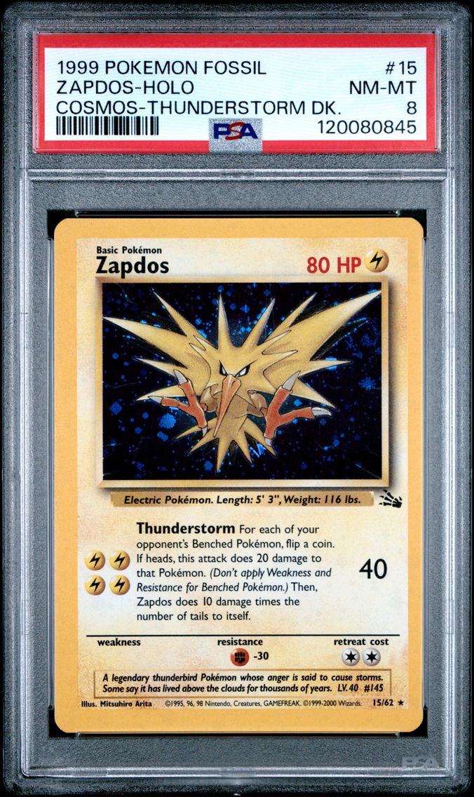 1999 #15 Zapdos-Holo PSA 8 Fossil Pokemon