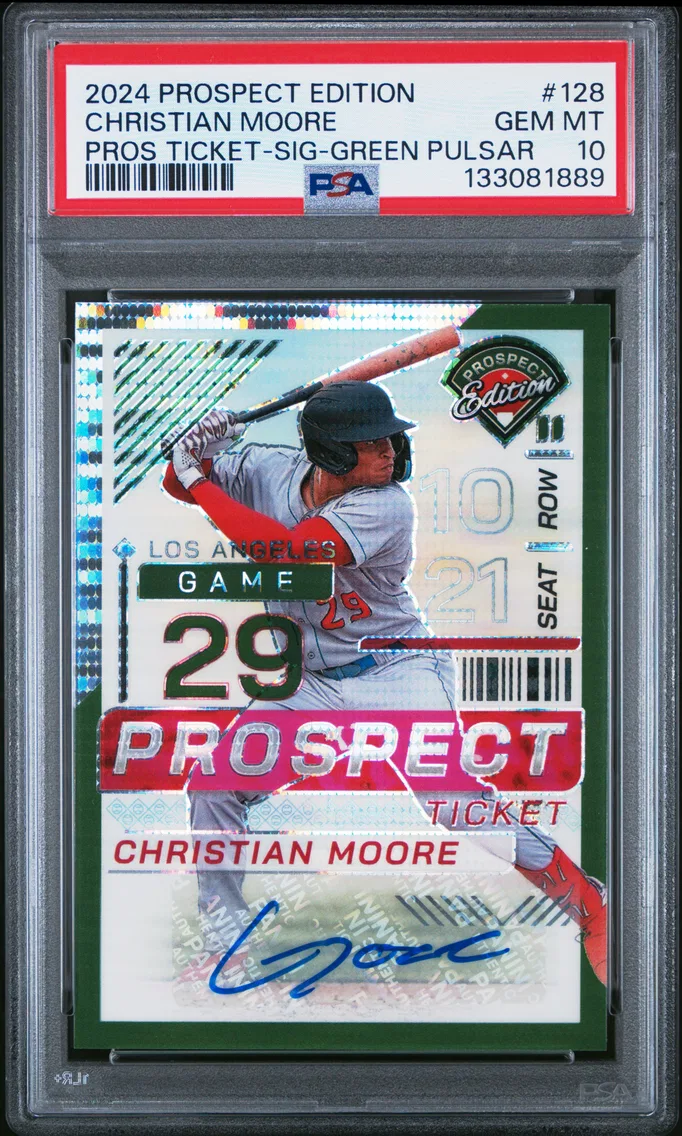 2024 #128 Christian Moore PSA 10 Panini Prospect Edition Prospect Ticket