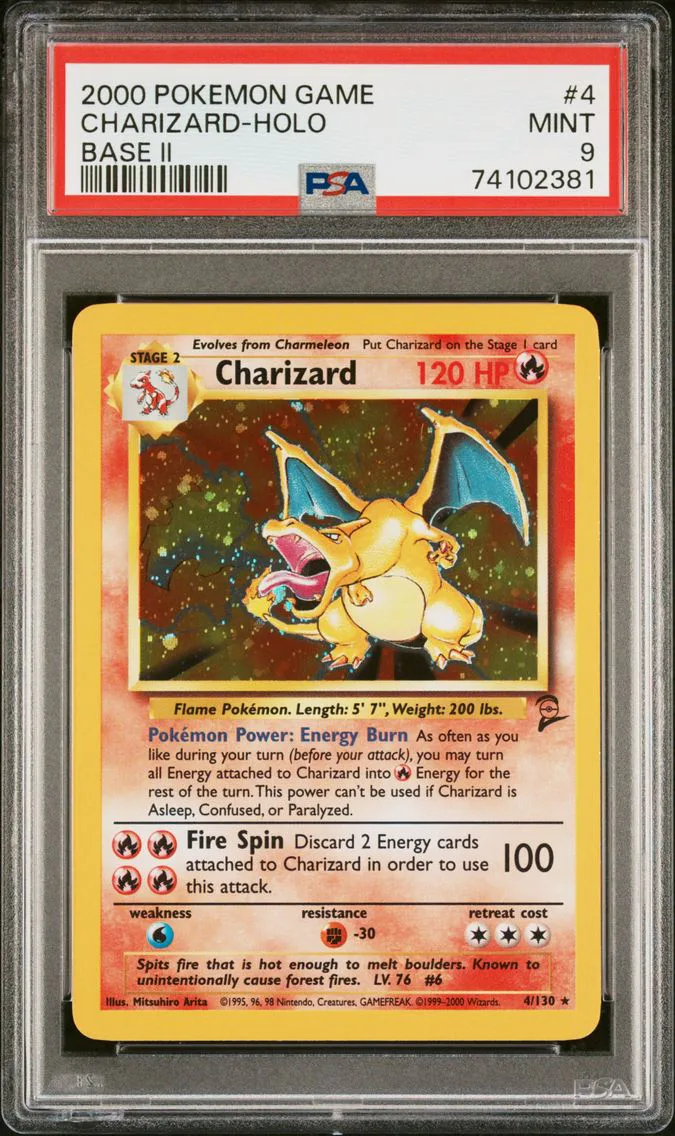 2000 #4 Charizard-Holo PSA 9 Game Base II Pokemon