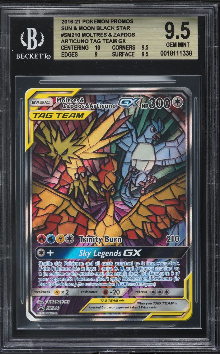2019 #SM210 Full Art/Moltres & Zapdos & Articuno GX BGS 9.5 SM Black Star Promo Pokemon