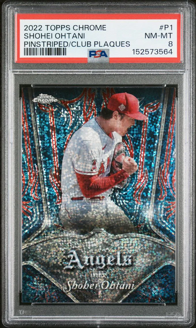 2022 #P1 Shohei Ohtani PSA 8 Topps Chrome Pinstriped/Club Plaques