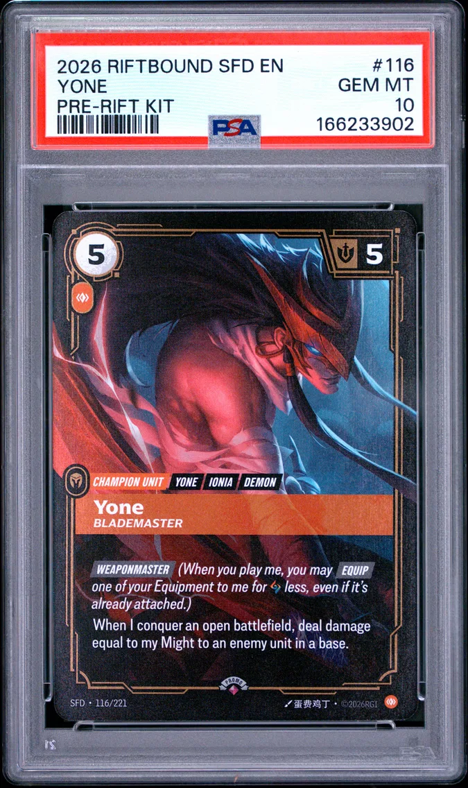 2026 #116 Yone - Blademaster PSA 10 Riftbound: League of Legends Sfd-Spiritforged