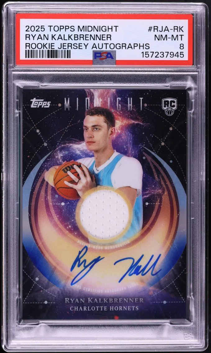 2025 Topps Midnight Jersey Ryan Kalkbrenner ROOKIE PATCH AUTO #RJA-RK PSA 8 NM-MT