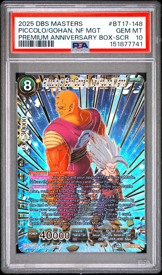 2025 #BT17-148 Piccolo & Son Gohan, Newfound Might PSA 10 Dragon Ball Super Card Game Masters Premium Anniversary Box