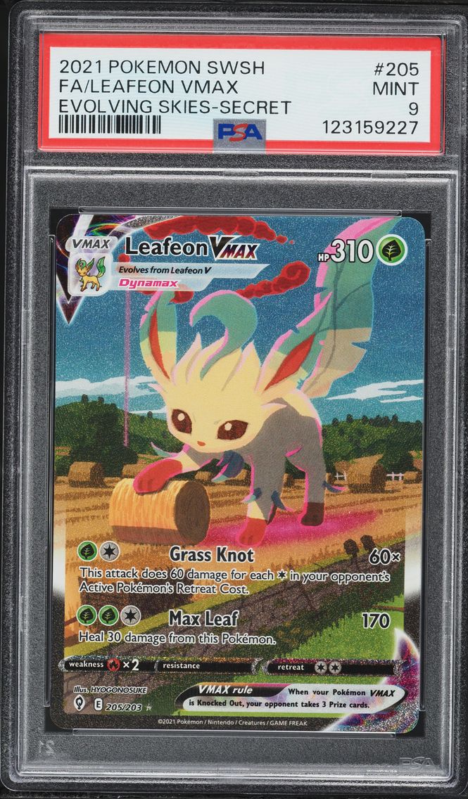 2021 #205 Full Art/Leafeon Vmax PSA 9 Sword & Shield Evolving Skies Pokemon