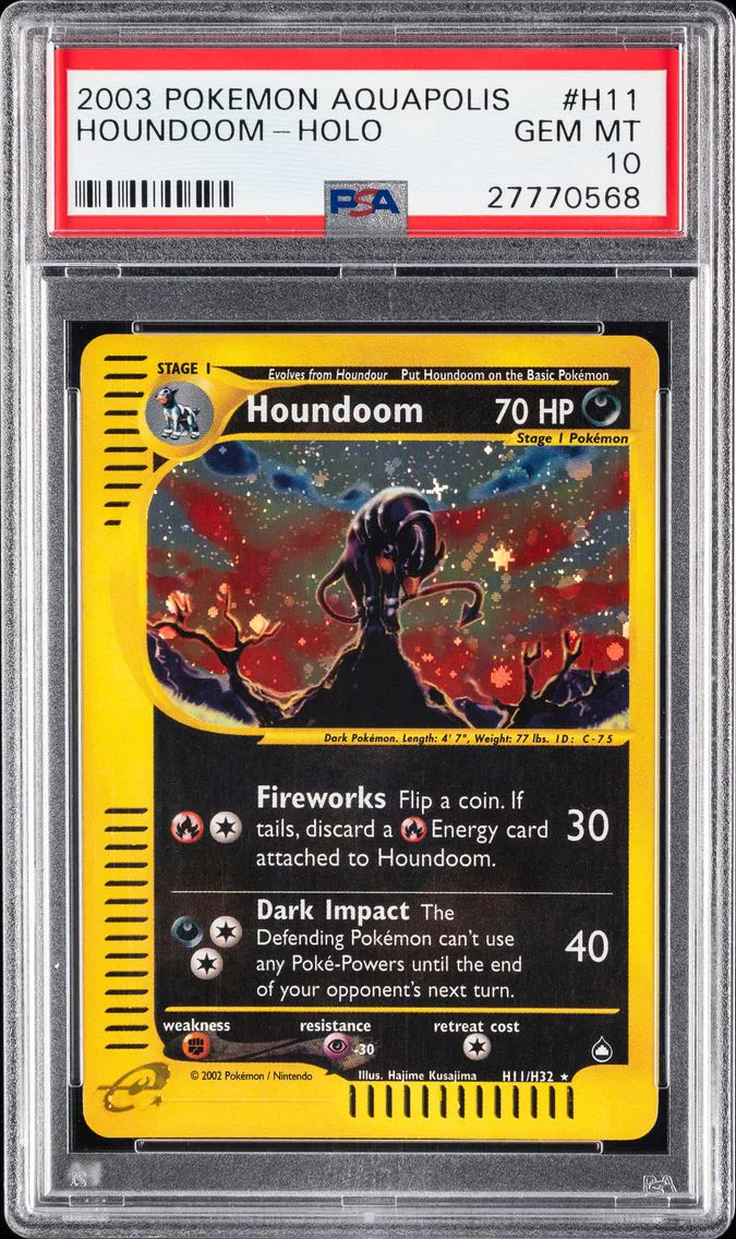 2003 #H11 Houndoom-Holo PSA 10 Aquapolis Pokemon