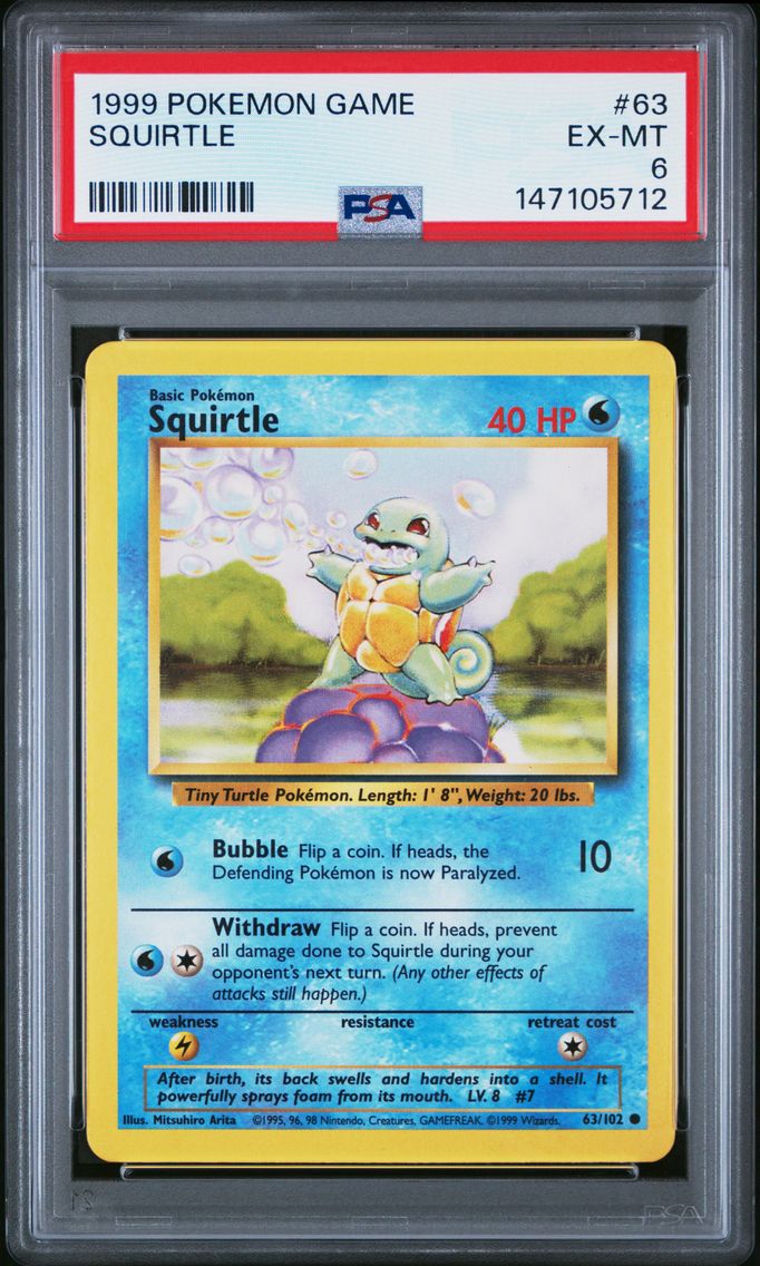1999 #63 Squirtle PSA 6 Game Pokemon