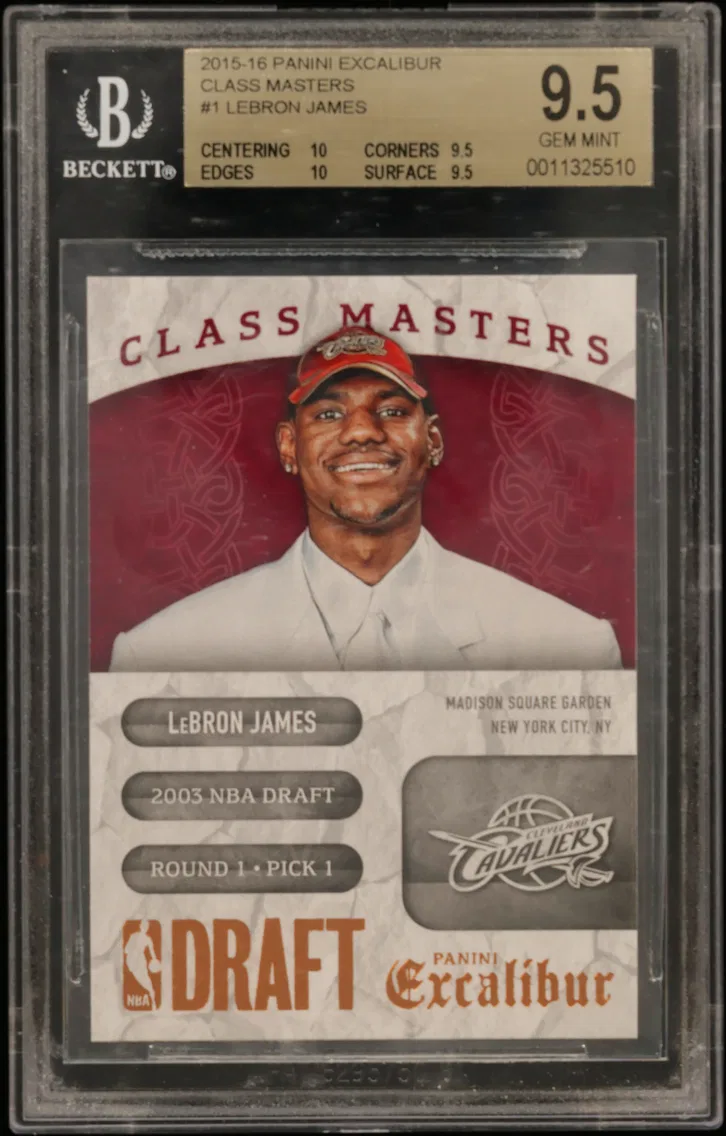 2015 #1 LeBron James BGS 9.5 Panini Excalibur Class Masters