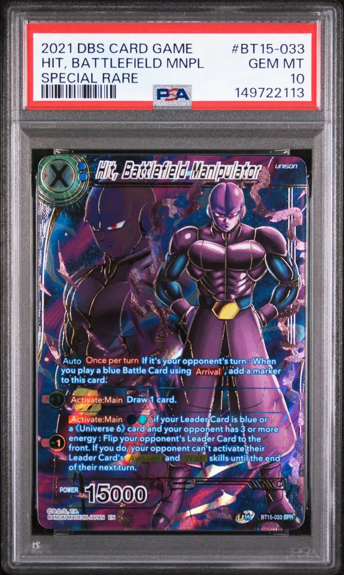 2021 #BT15-033 Hit, Battlefield Manipulator PSA 10 Dragon Ball Super Card Game Series 15 Saiyan Showdown