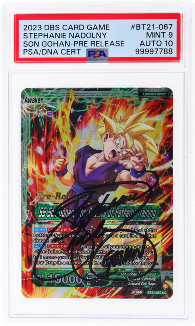 2023 #BT21-067 SON GOHAN PSA 9 DBS CARD GAME PRERELEASE | SIGNED STEPHANIE NADOLNY