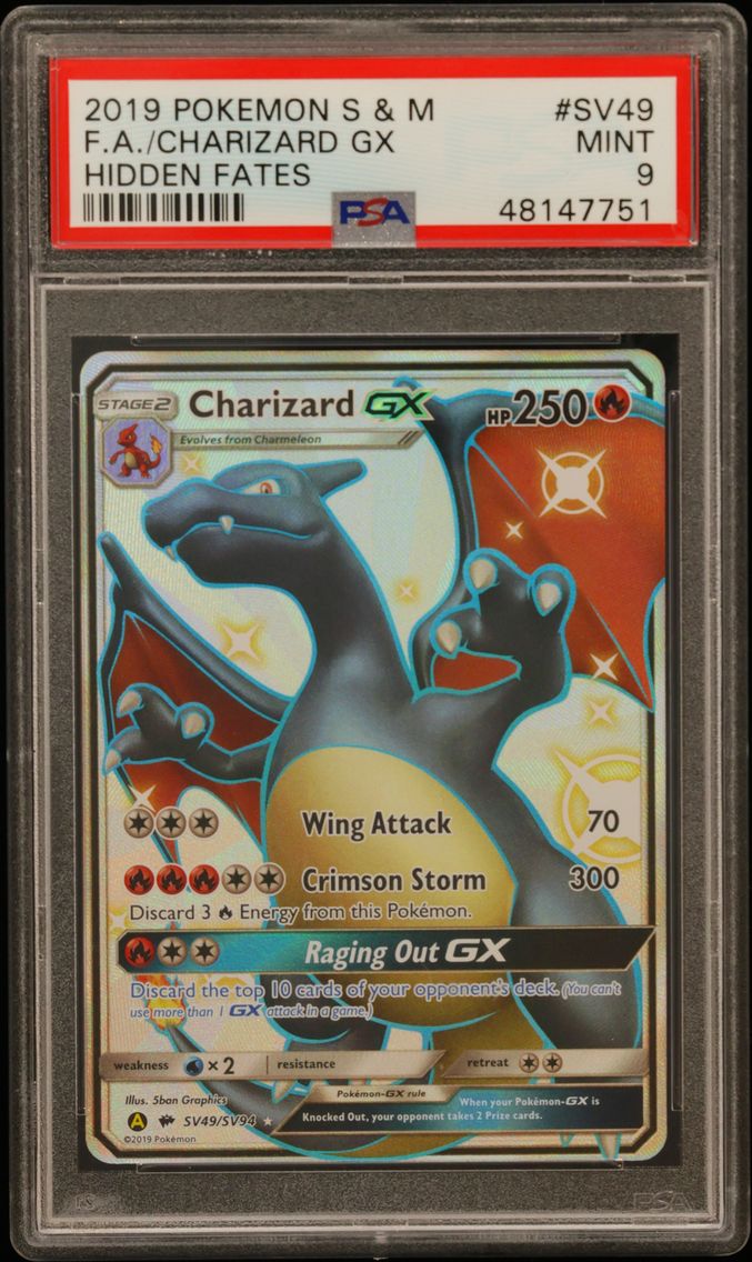 2019 #SV49 Full Art/Charizard GX PSA 9 Sun & Moon Hidden Fates