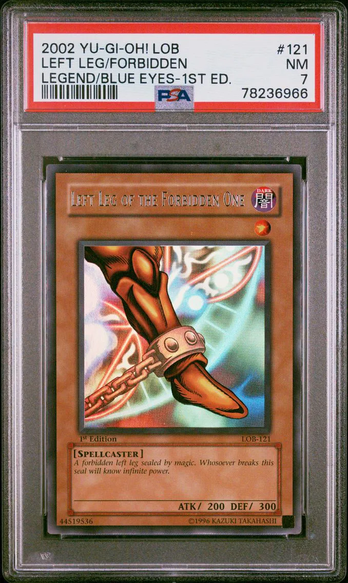 2002 #121 Left Leg of the Forbidden One 1st Edition PSA 7 YU-GI-Oh! Lob-Legend of Blue Eyes White Dragon