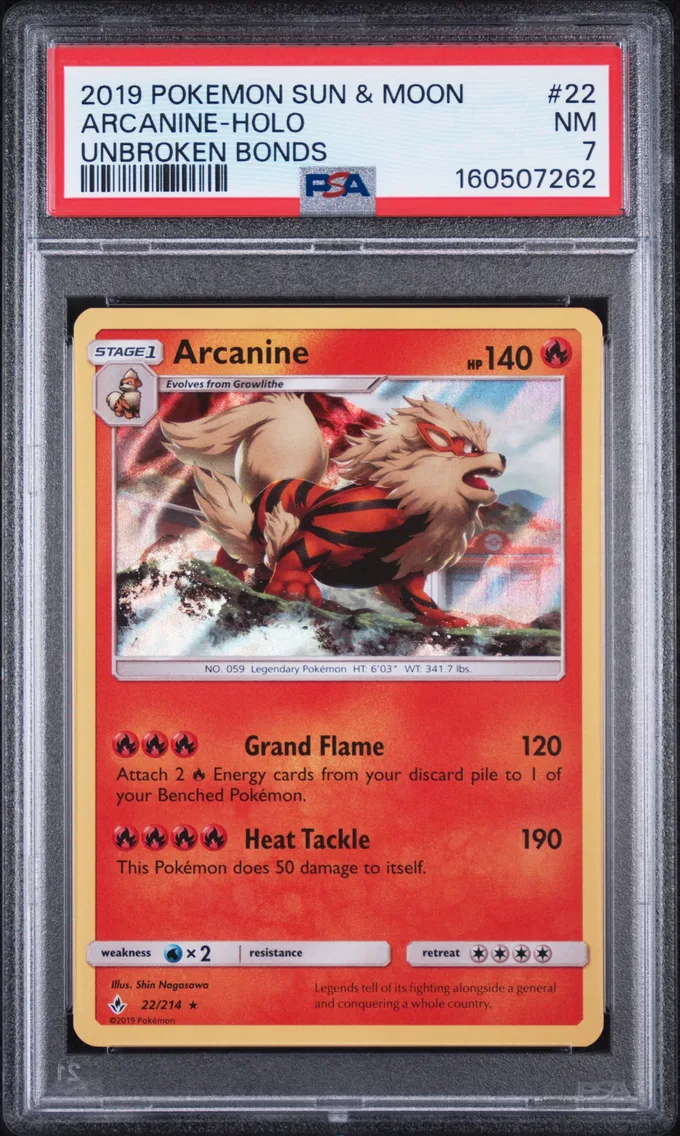 2019 #22 Arcanine-Holo PSA 7 Sun & Moon Unbroken Bonds