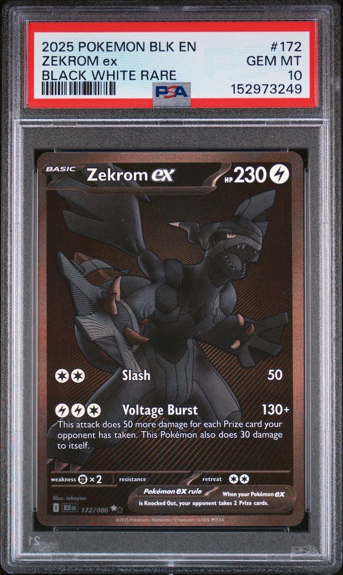 2025 #172 Zekrom EX PSA 10 Blk EN-Black Bolt