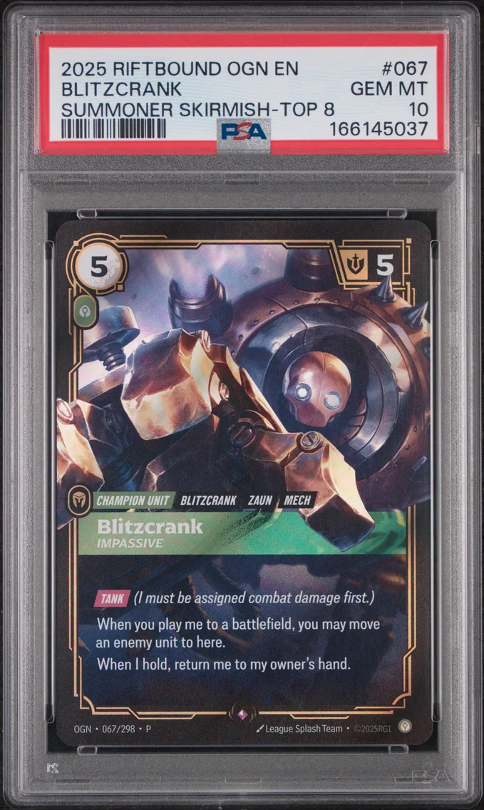 2025 #067 Blitzcrank - Impassive PSA 10 Riftbound: League of Legends Ogn-Origins