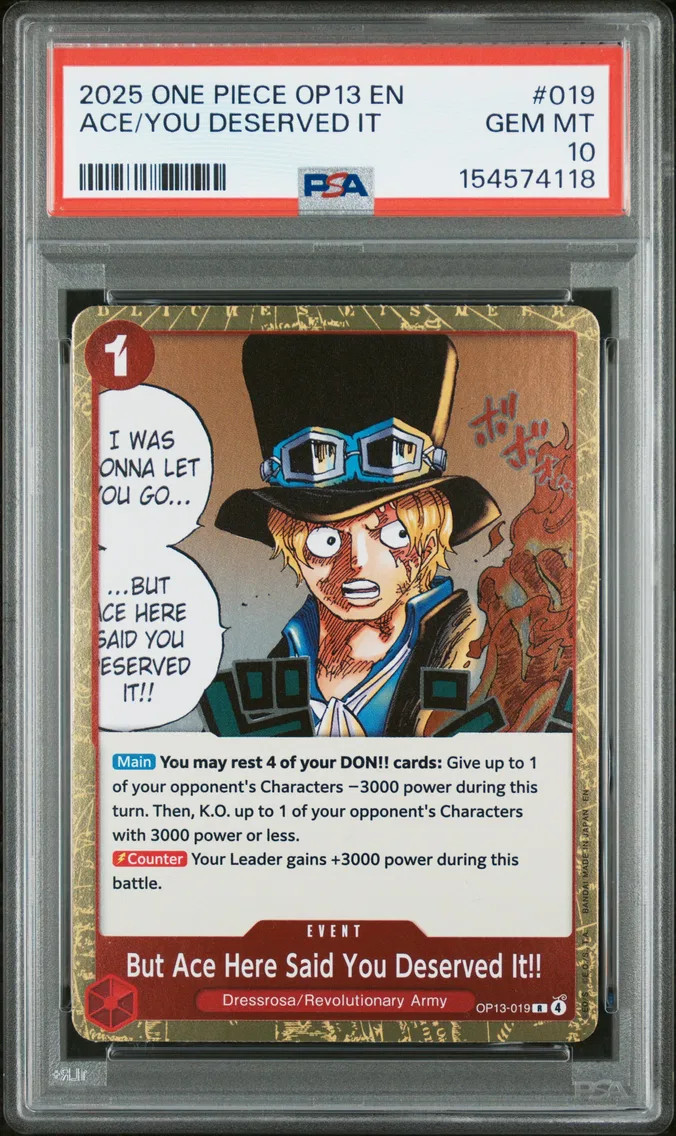 2025 #019 But Ace Here Said You Deserved It!! PSA 10 One Piece OP13-Carrying on His Will