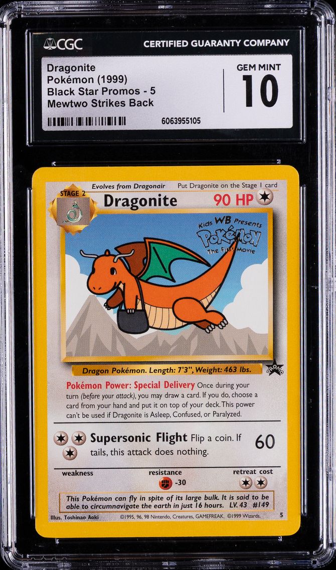 1999 #5 Dragonite CGC 10 Game Movie Pokemon