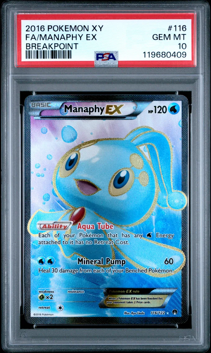 2016 #116 Full Art/Manaphy EX PSA 10 XY Breakpoint