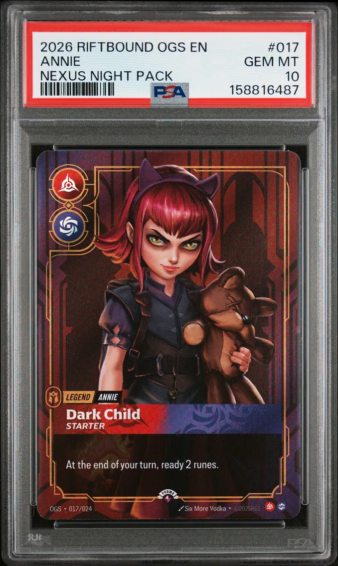2026 #017 Annie - Dark Child PSA 10 Riftbound: League of Legends Ogs-Origins Proving Grounds