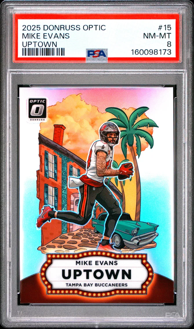 2025 #15 Mike Evans PSA 8 Panini Donruss Optic Uptown