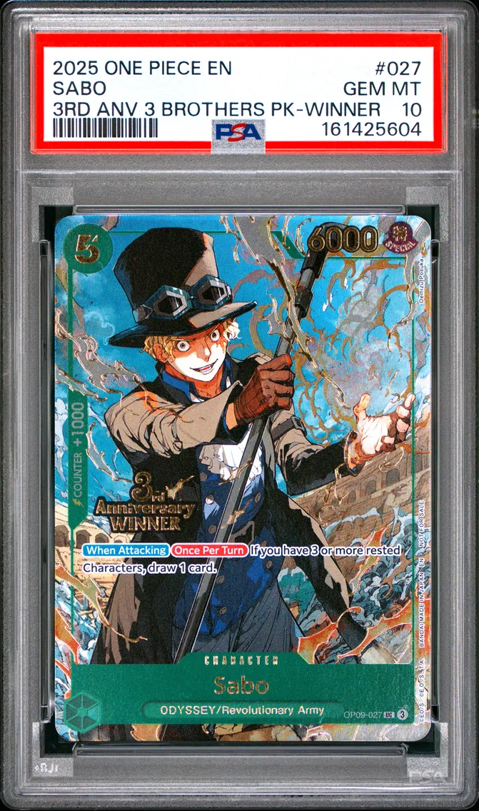 2025 #027 Sabo PSA 10 One Piece 3rd Anniversary Tournament 3 Brothers Pack