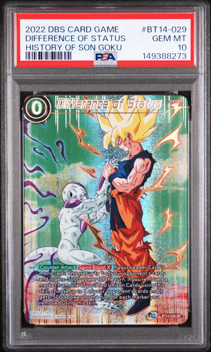 2022 #BT14-029 Difference of Status PSA 10 Dragon Ball Super Card Game Theme Selection History of Son Goku