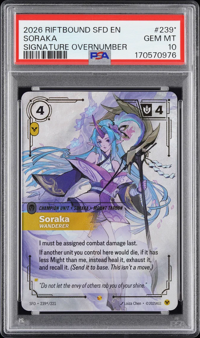 2026 #239* Soraka - Wanderer PSA 10 Riftbound: League of Legends Sfd-Spiritforged