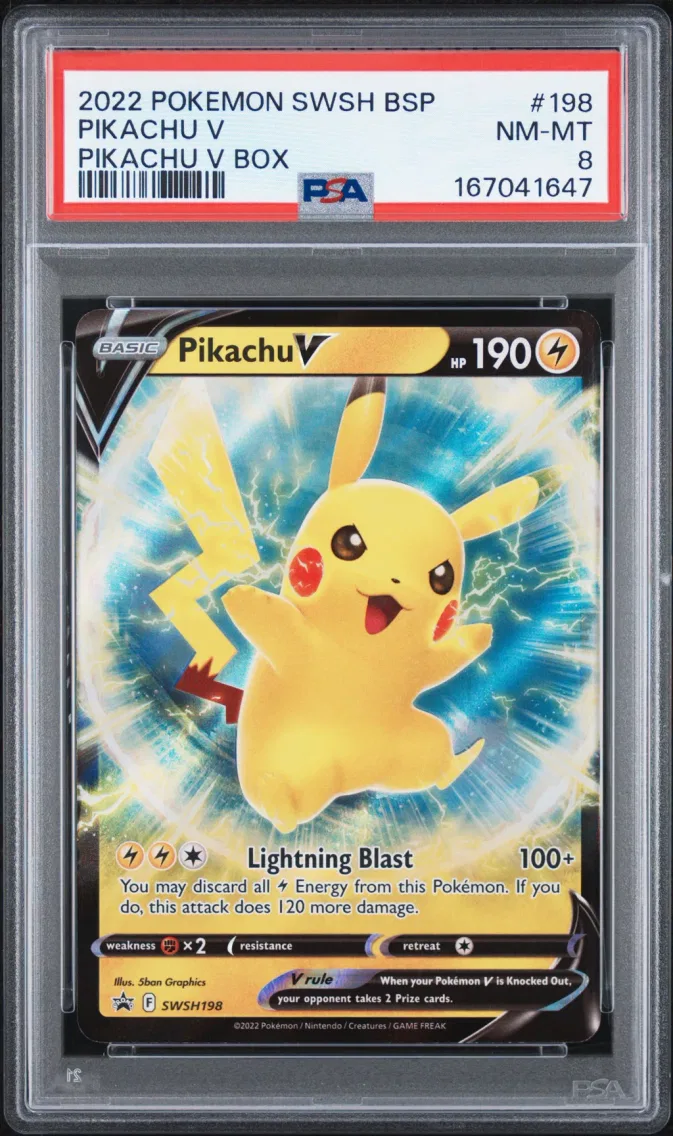 2022 Pokemon Swsh Black Star Promo Pikachu V Swsh Black Star Promo #198 PSA 8