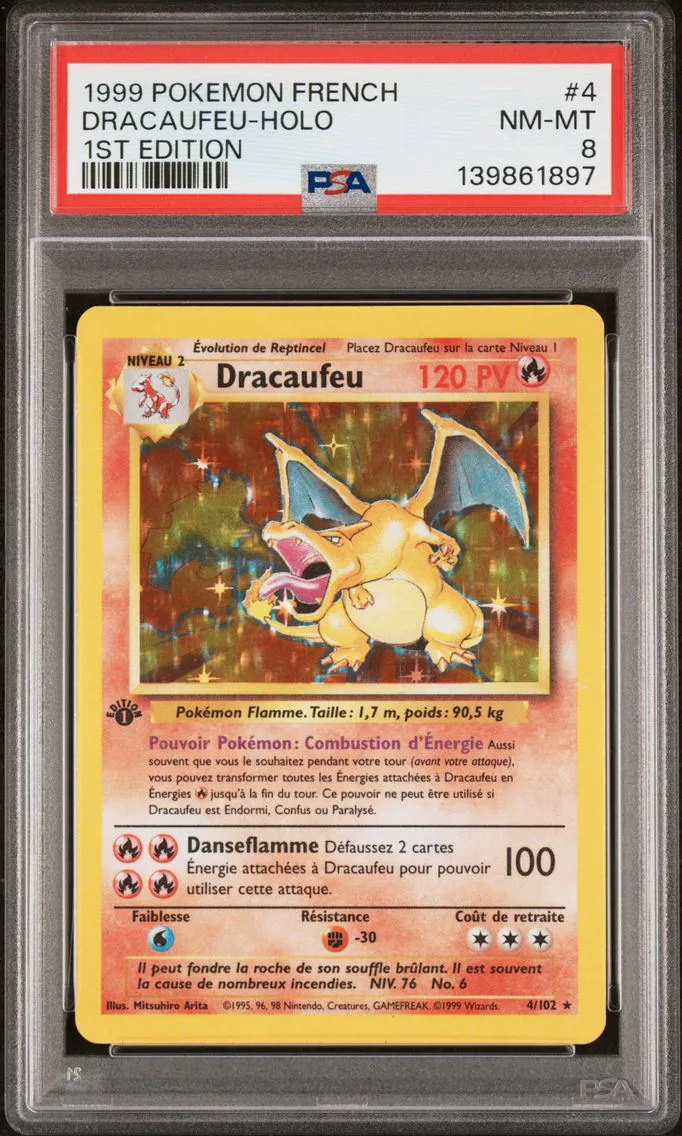 1999 #4 Dracaufeu-Holo 1st Edition PSA 8 French