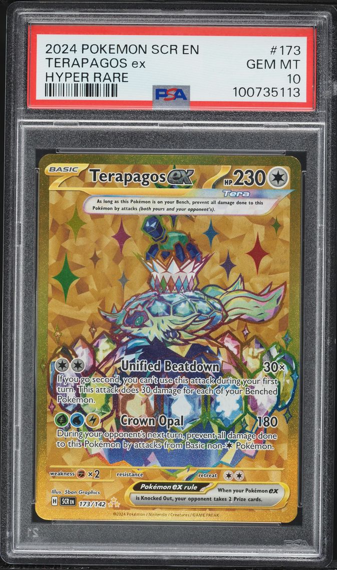 2024 #173 Terapagos EX PSA 10 Scr EN-Stellar Crown Pokemon