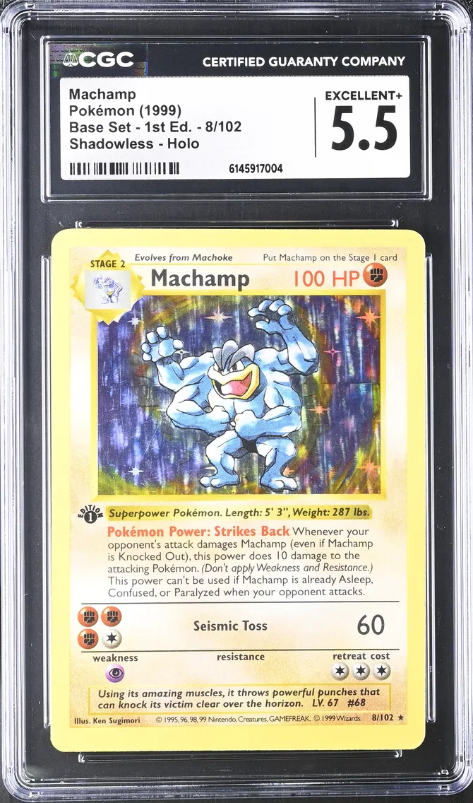 1999 Base Set - 1st Edition - English Machamp #8 CGC 5.5