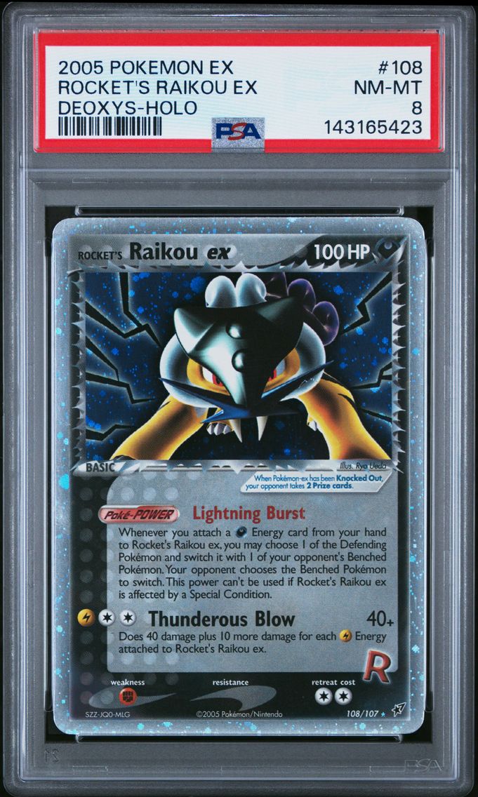 2005 #108 Rocket's Raikou EX-Holo PSA 8 EX Deoxys Pokemon