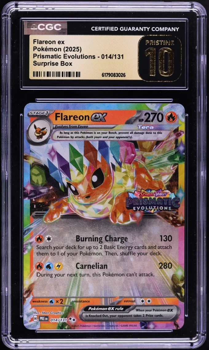 2025 Prismatic Evolutions - PRE EN - English Pokemon SV Prismatic Evolutions Surprise Box Holo Flareon ex #014/131 CGC 10