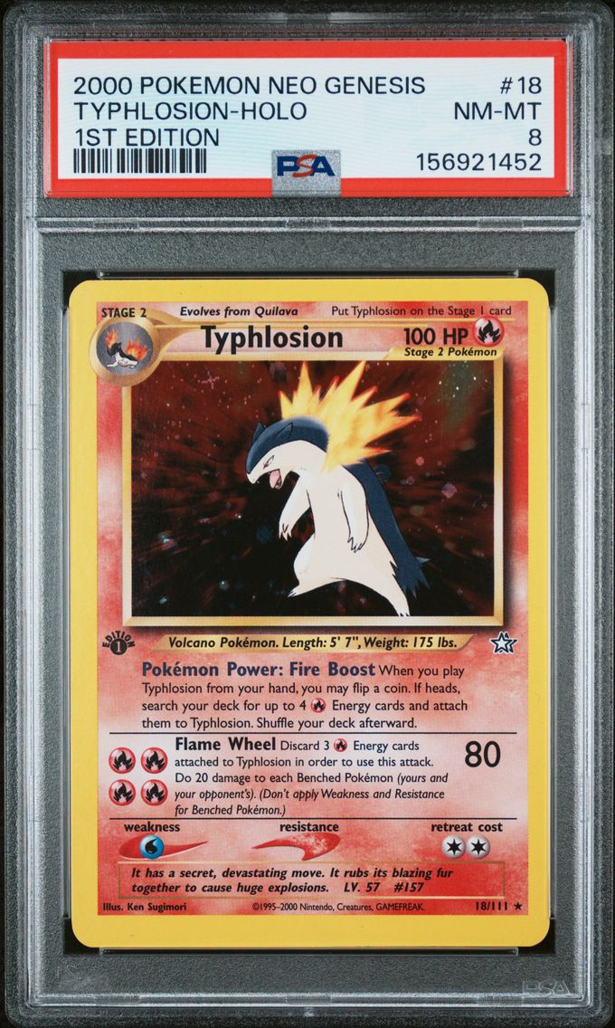 2000 #18 Typhlosion-Holo PSA 8 Neo Genesis 1st Edition