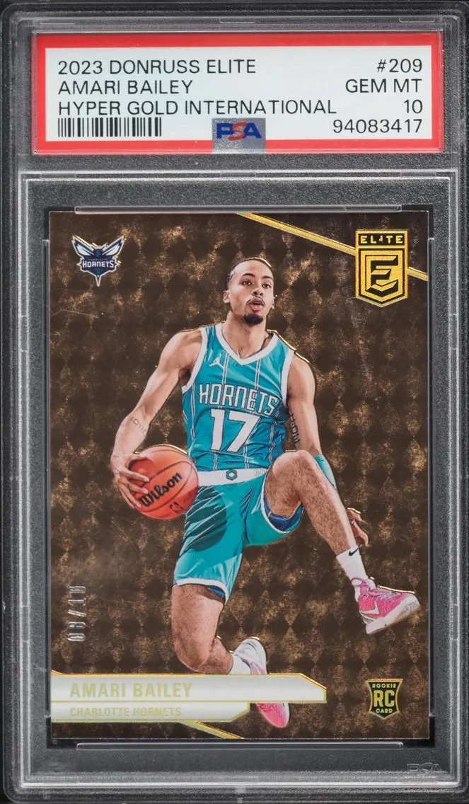 2023 Donruss Elite Hyper Gold International Amari Bailey ROOKIE /10 #209 PSA 10 GEM MINT