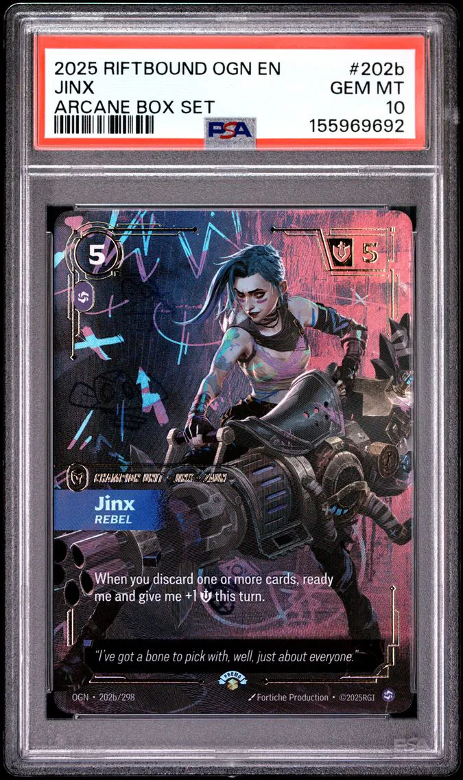 2025 #202b Jinx - Rebel PSA 10 Riftbound: League of Legends Ogn-Origins