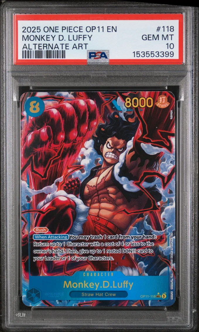 2025 #118 Monkey D. Luffy PSA 10 One Piece OP11-A Fist of Divine Speed