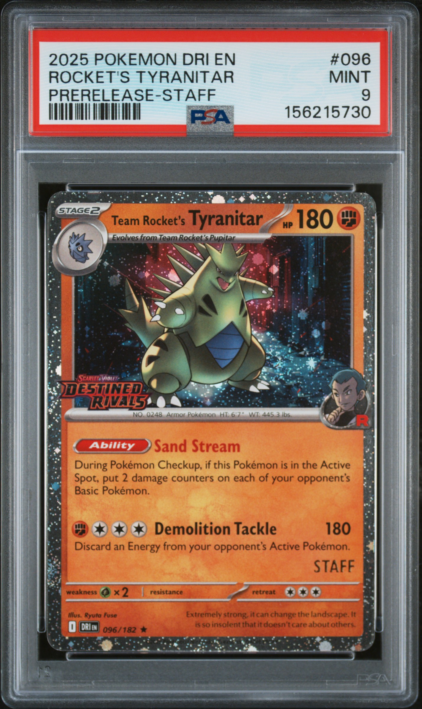 2025 #096 Team Rocket'S Tyranitar PSA 9 Dri En-Destined Rivals