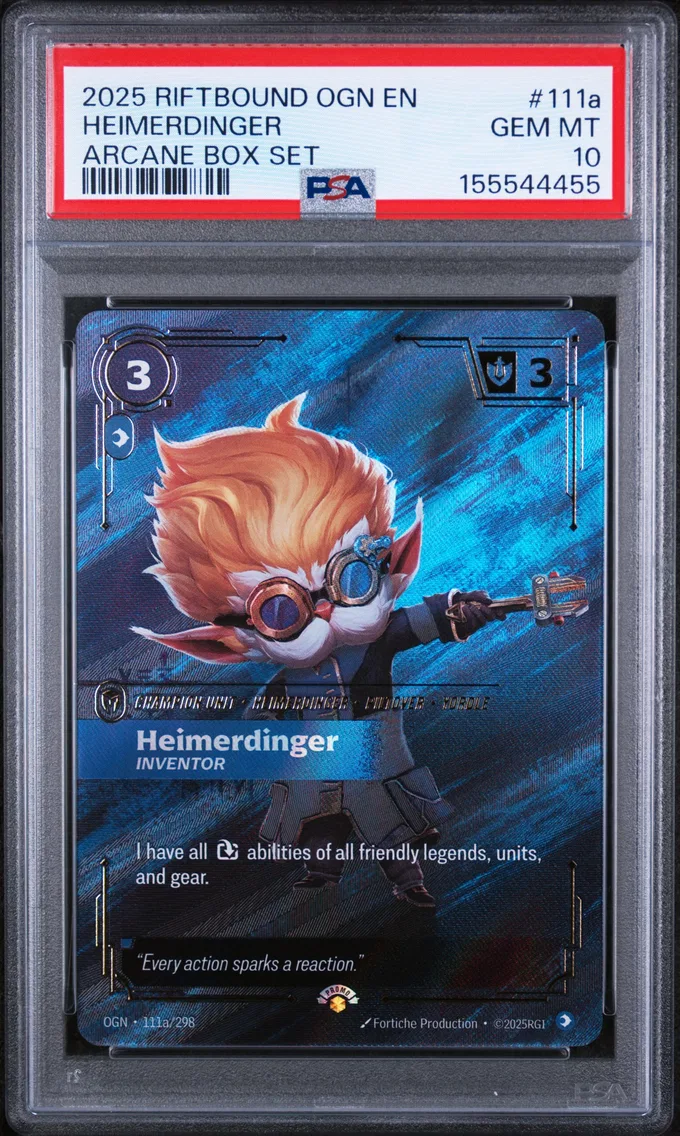 2025 #111a Heimerdinger - Inventor PSA 10 Riftbound: League of Legends Ogn-Origins