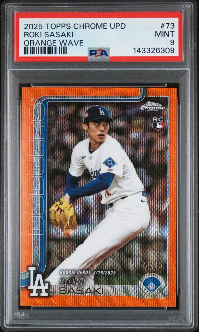 2025 #73 Roki Sasaki PSA 9 Topps Chrome Update