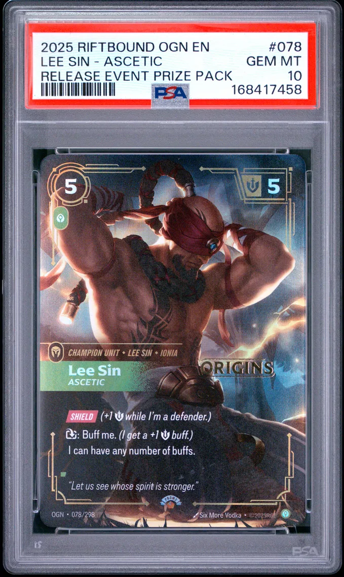 2025 #078 Lee Sin - Ascetic PSA 10 Riftbound: League of Legends Ogn-Origins