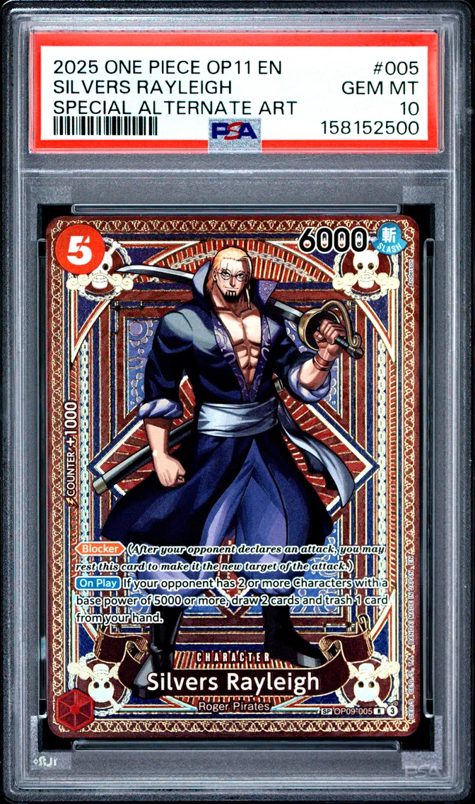 2025 #005 SILVERS RAYLEIGH PSA 10 One Piece OP11-A Fist of Divine Speed