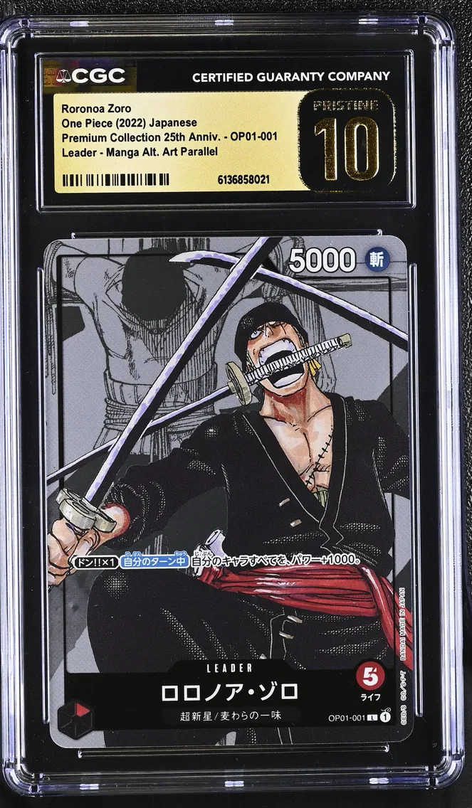 2022 #OP01-001 Roronoa Zoro CGC 10 Pristine Premium Collection 25th Anniversary - Japanese